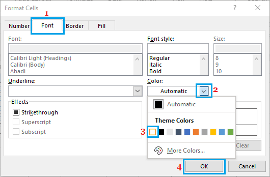 Pantalla de formato de celda de Excel