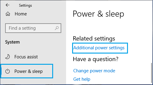 Opción de configuración de energía adicional en la pantalla de configuración de Windows
