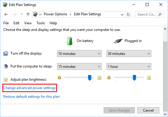Cambiar la configuración avanzada de energía en Windows 10