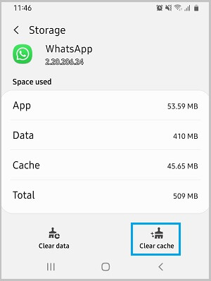 Borrar la caché de WhatsApp en el teléfono Android