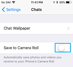 Disable Save Photos to Camera Roll Option in WhatsApp on iPhone