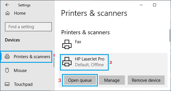 Abrir la opción de cola de impresión en Windows