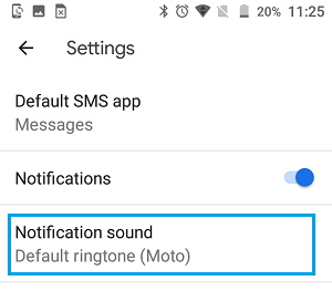 Notification Sound Settings Option For Android Messages App