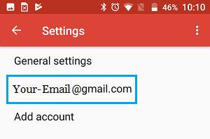 Select Email On Android Gmail Settings Screen