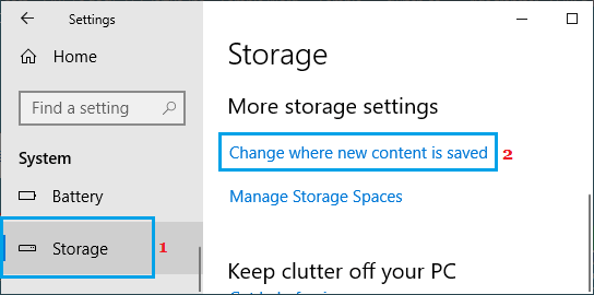 Change where new content is saved option in Windows