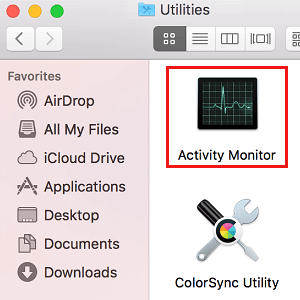 Activity Monitor in Utilities Folder on Mac