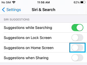 Disable Siri Suggestions on Home Screen