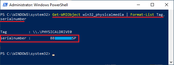 Find Hard Disk Serial Number Using PowerShell