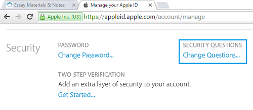 Change Apple Id Security Questions Tab