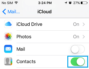 Set Contacts to Sync to iCloud