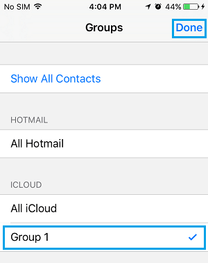 New Contact Group on iPhone