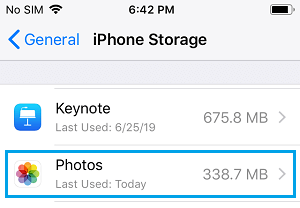 Photos in iPhone Storage