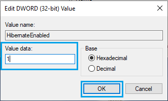 Enable or Disable Hibernate Mode by Using Registry