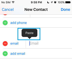 Paste Email Addresses to Contact Email Field Paste Email Addresses to Contact Email Field