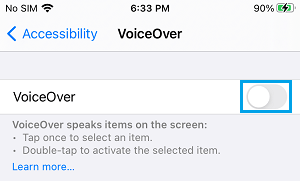 Disable VoiceOver on iPhone