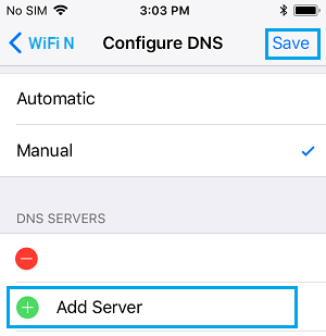 Añadir la opción de servidor DNS en el iPhone