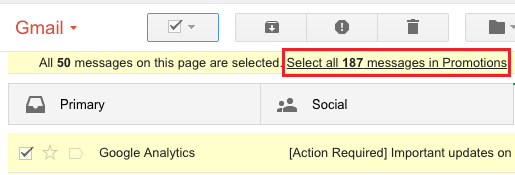 Select All Messages Link in Gmail
