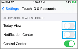 Disable Access to Widgets from iPhone Lock Screen