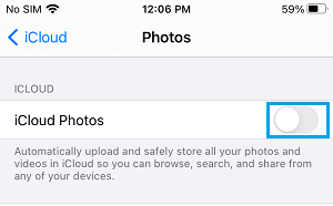 Turn OFF iCloud Photos on iPhone