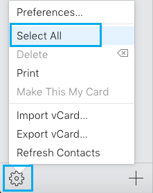 Select All Contacts in iCloud