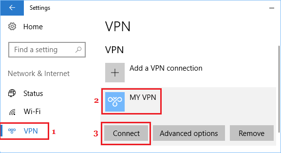 Connect to VPN From the Settings Screen in Windows 10