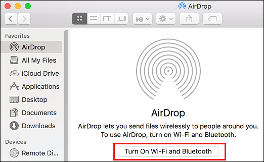 Turn On WiFi and Bluetooth For AirDrop to Work on Mac