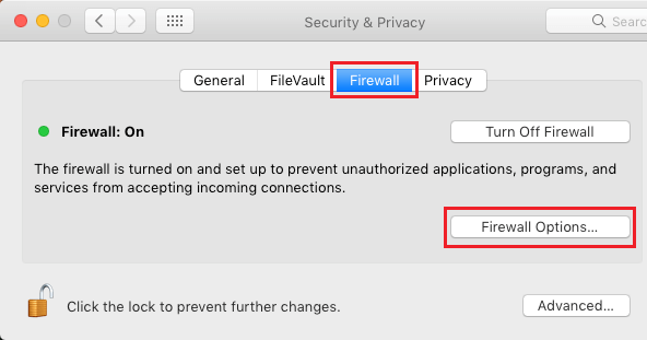 Firewall Settings Screen On Mac