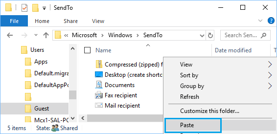 Paste Mail Recipient to SendTo Folder