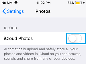 Desactivar las fotos de iCloud en el iPhone