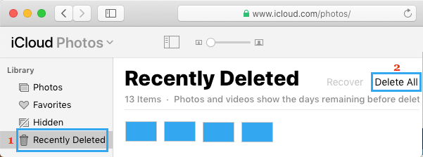 Borrar todas las fotos eliminadas recientemente de iCloud