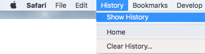 Mostrar la opción de historial en el navegador Safari en Mac