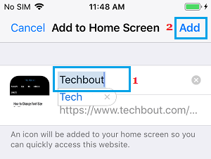 Add Website Shortcut to Home Screen on iPhone