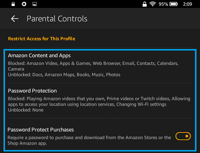 Default Parental Control Settings