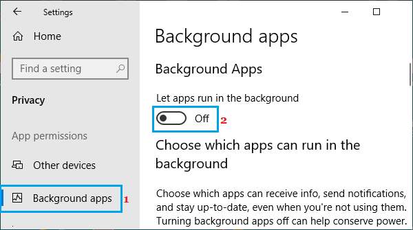 Disable Apps Running in the Background