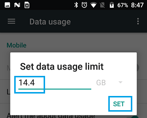 Set Data Usage Limit Option On Android Phone