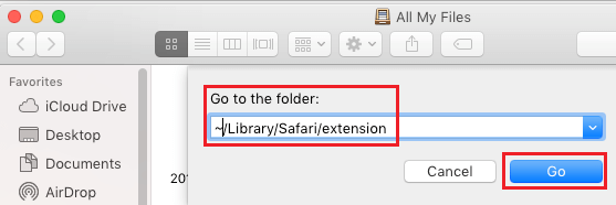 Ve a la carpeta de extensiones del usuario en Mac