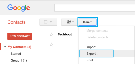Export Contacts Option in Old Version of Google