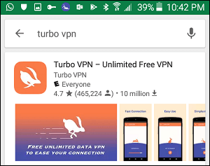 Aplicación Turbo VPN en Google Play Store
