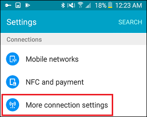 Más opciones de conexión en los ajustes del teléfono Android