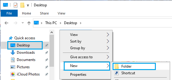 Create New Folder Using Windows File Explorer