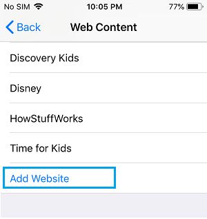 Add Website to Allow List on iPhone