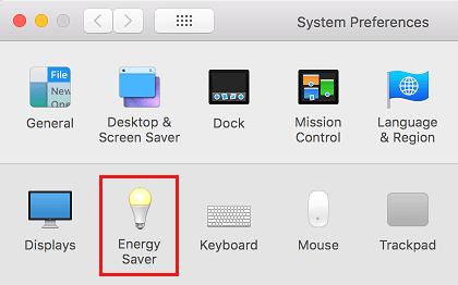 Energy Saver Option on Mac System Preferences Screen