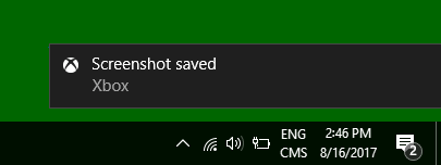 Screenshot Saved Notification Pop-up in Windows 10