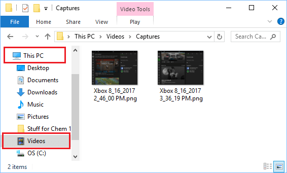 Game Mode Screenshot saved in Videos Folder in Windows 10 