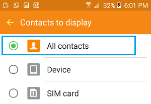 Display All Contacts Option on Android Phone