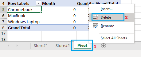 Manually Delete Worksheet in Excel