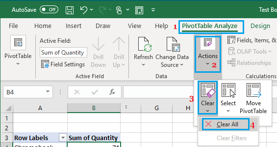 Clear All Pivot Table Data