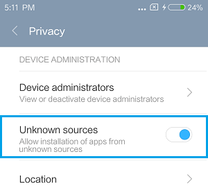 Allow Installation From Unknown Sources on Xiaomi Phone