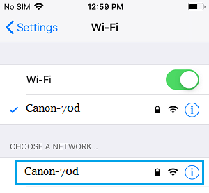 Connect iPhone to Camera WiFi Network