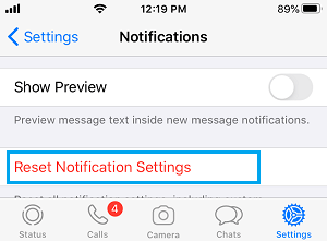Restablecer los ajustes de las notificaciones de WhatsApp en el iPhone
